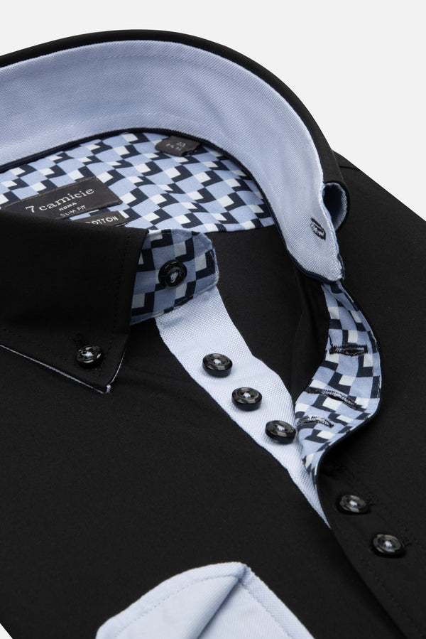 Camicia Uomo Donatello Sport Popelin Stretch Nero