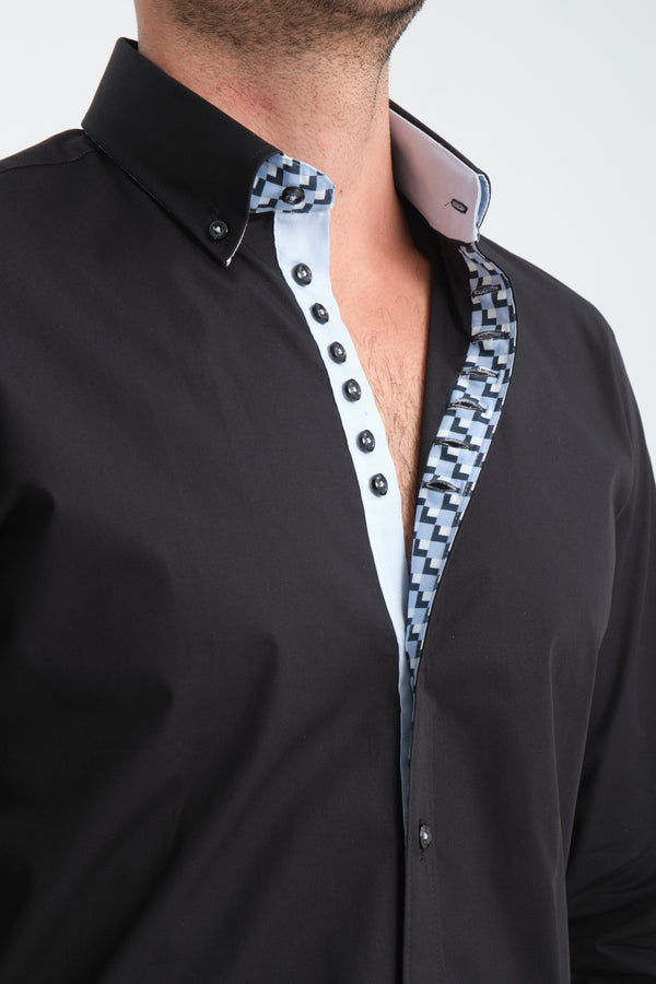 Camicia Uomo Donatello Sport Popelin Stretch Nero