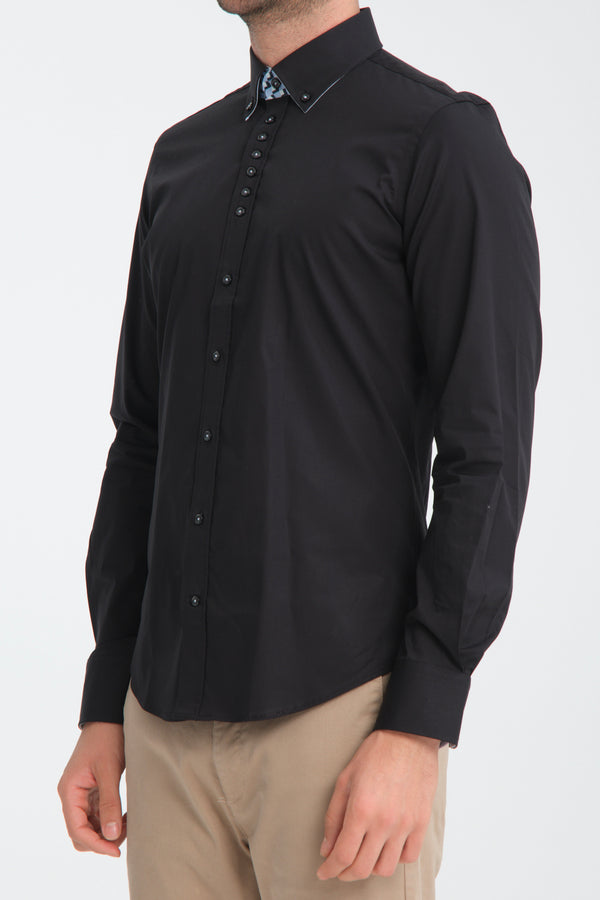 Camicia Uomo Donatello Sport Popelin Stretch Nero