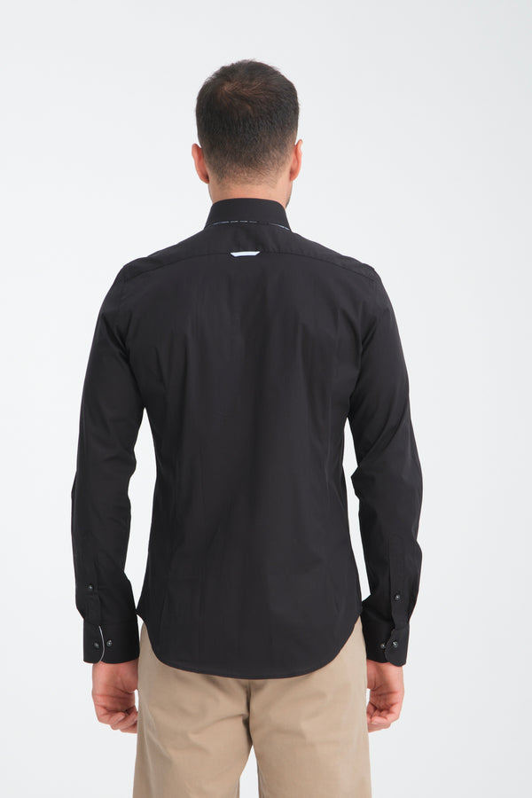 Camicia Uomo Donatello Sport Popelin Stretch Nero