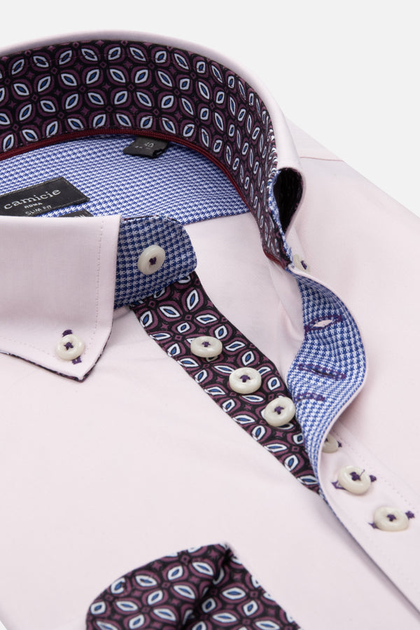 Camicia Uomo Donatello Sport Popelin Stretch Rosa