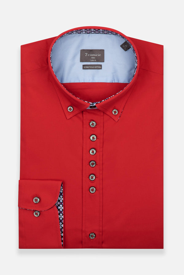 Camicia Uomo Donatello Sport Popelin Stretch Rosso