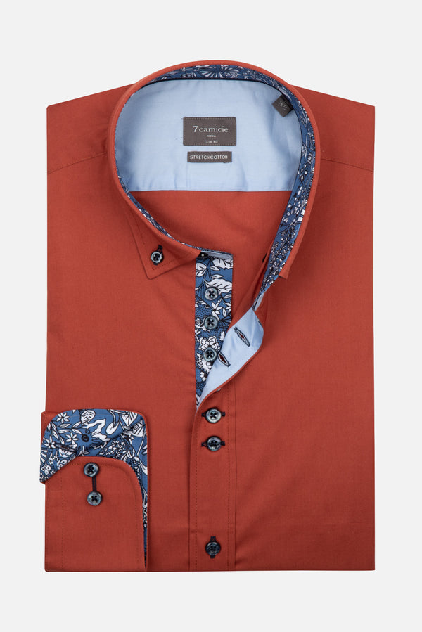 Donatello Sport Herren Hemd Poplin Stretch Rot
