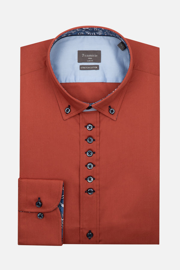 Donatello Sport Herren Hemd Poplin Stretch Rot