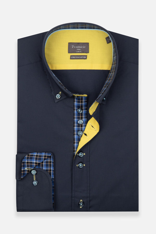Camicia Uomo Donatello Sport Popelin Stretch Blu