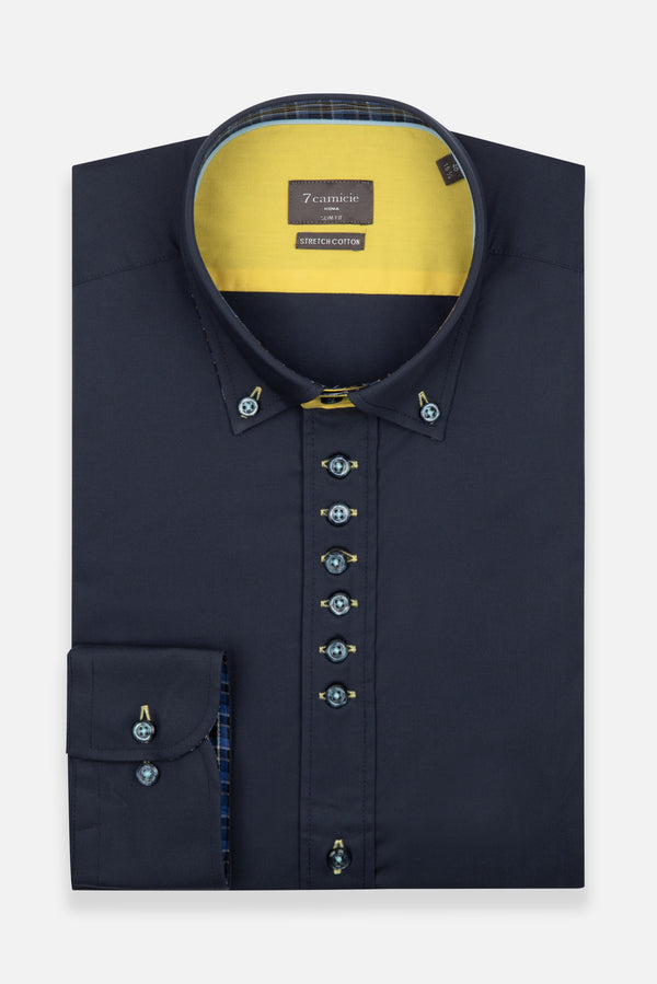 Camicia Uomo Donatello Sport Popelin Stretch Blu
