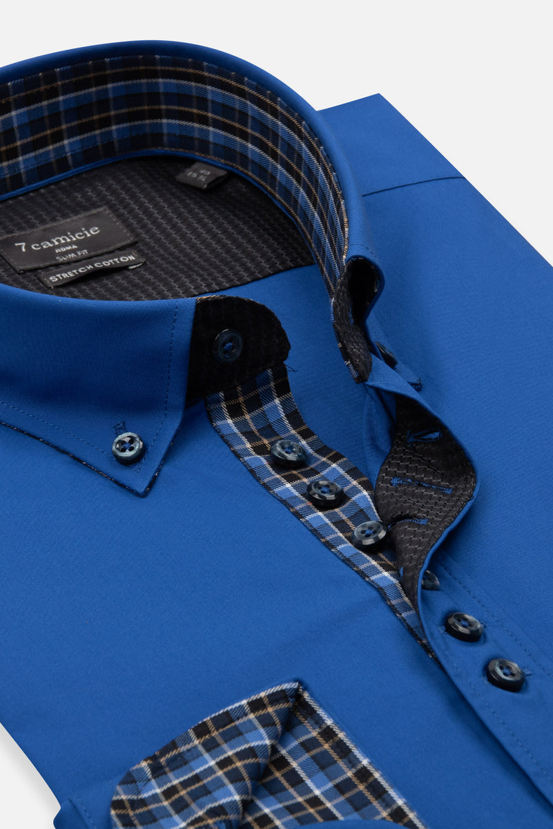 Camicia Uomo Donatello Sport Popelin Stretch Bluette – Camicie