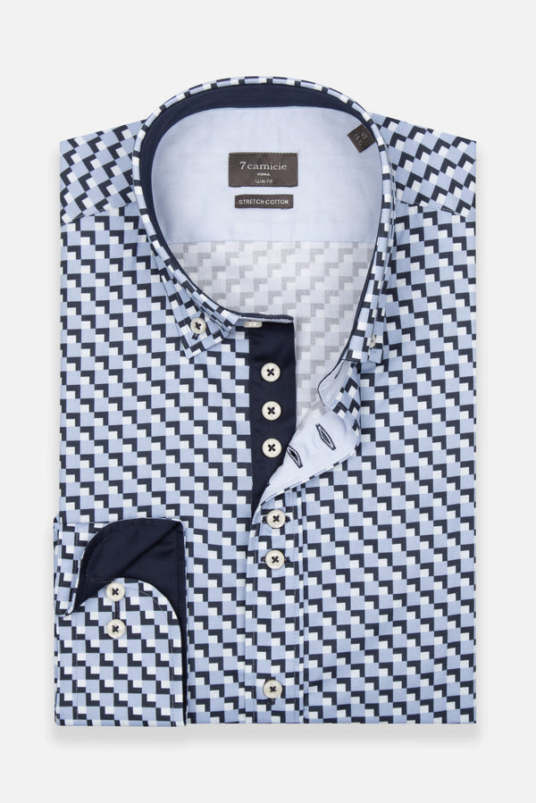 Chemise Homme Donatello Sport Popelin Stretch Bleu Bleu clair