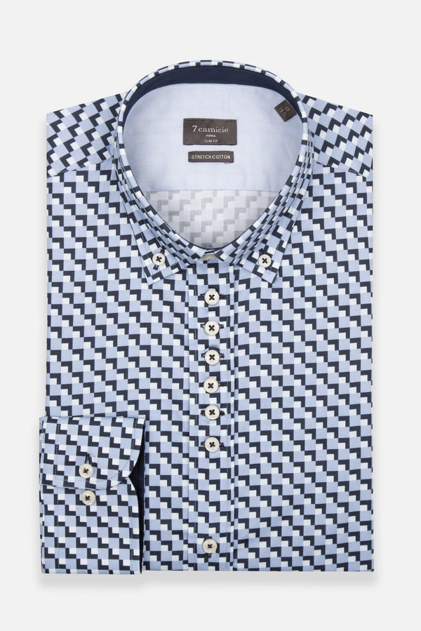 Chemise Homme Donatello Sport Popelin Stretch Bleu Bleu clair