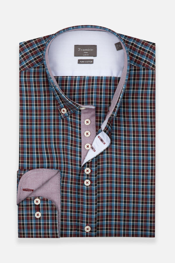 Donatello Sport Herren Hemd Twill Rot Blau