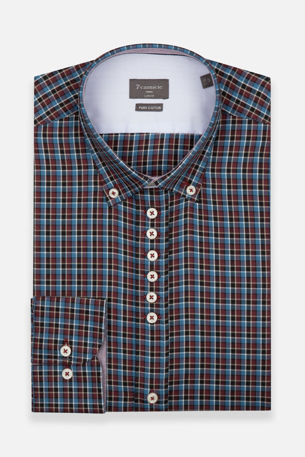 Donatello Sport Herren Hemd Twill Rot Blau