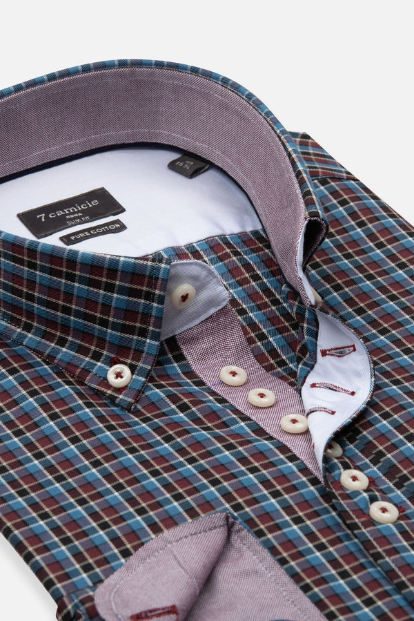 Donatello Sport Herren Hemd Twill Rot Blau