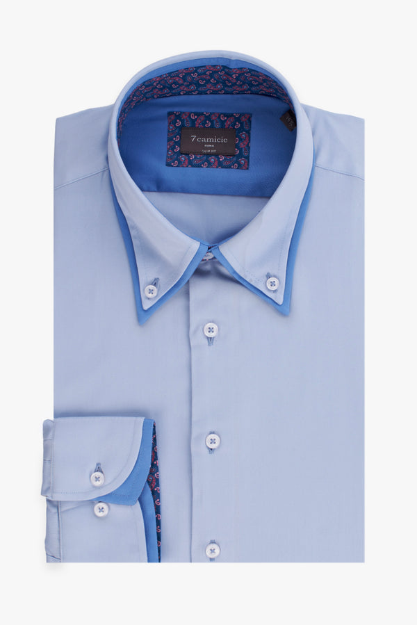Sport Herren Hemd Satin Hellblau