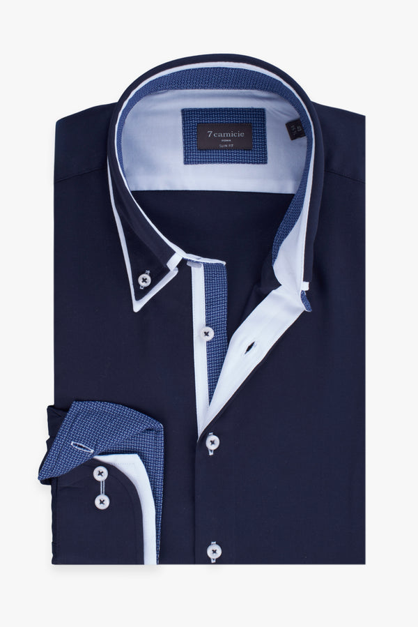 Chemise Homme Sport Satin Bleu