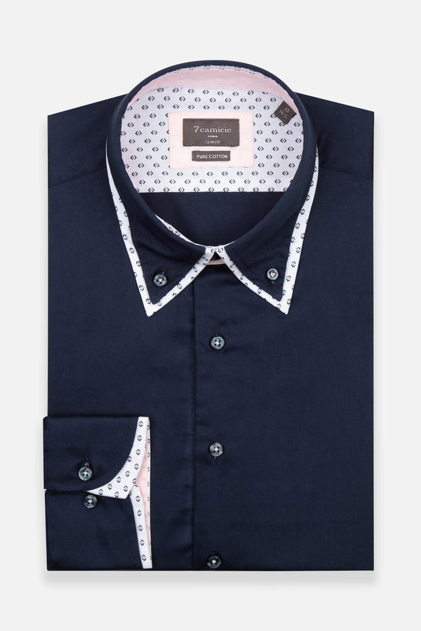 Iconic Herren Hemd Satin Blau