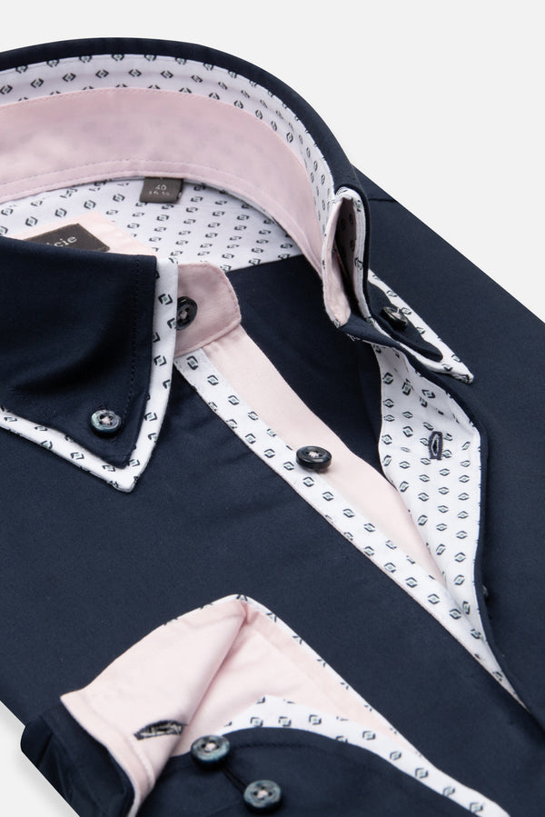 Iconic Herren Hemd Satin Blau