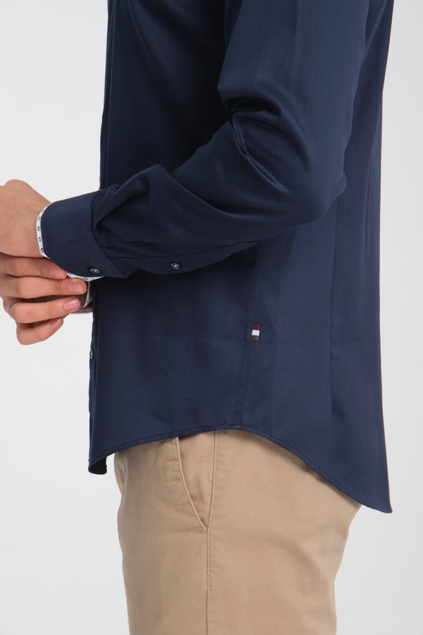 Iconic Herren Hemd Satin Blau