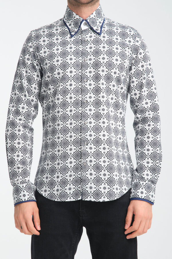 Camisa Hombre Iconic Twill Negro Gris