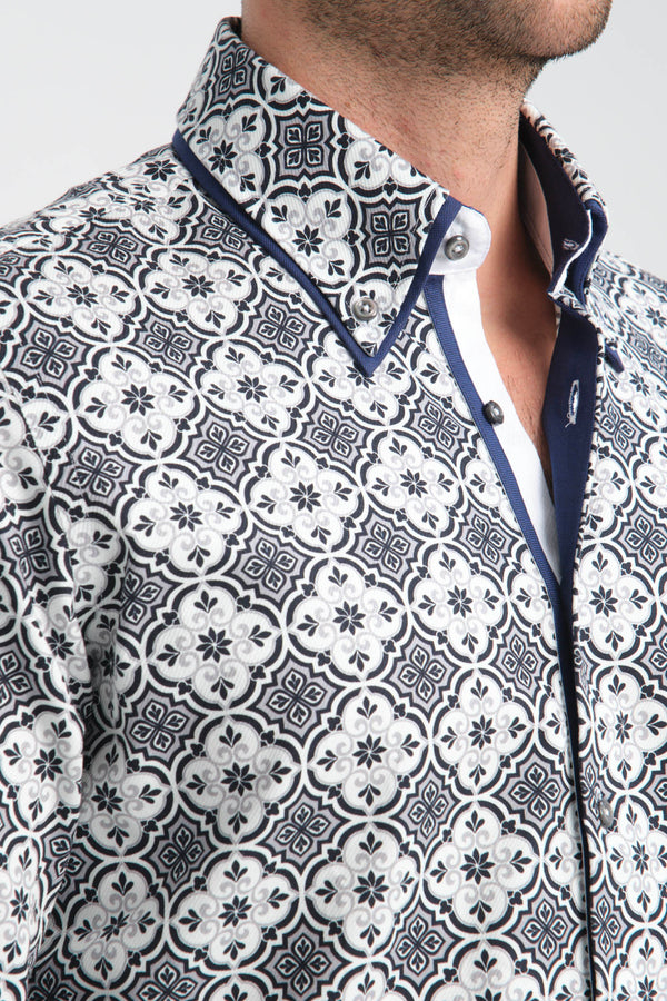 Camisa Hombre Iconic Twill Negro Gris