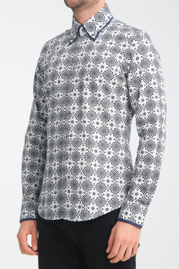 Camisa Hombre Iconic Twill Negro Gris
