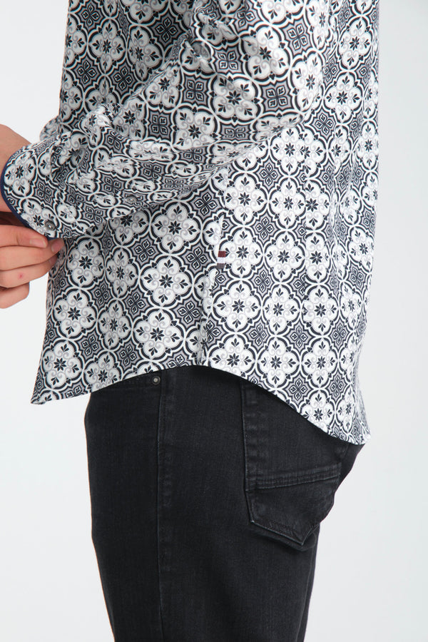 Camisa Hombre Iconic Twill Negro Gris