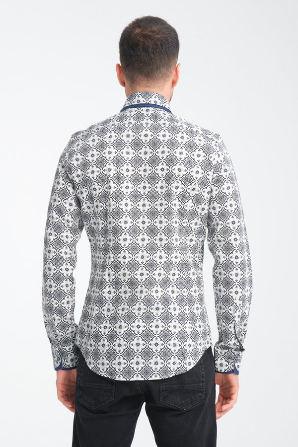 Camisa Hombre Iconic Twill Negro Gris