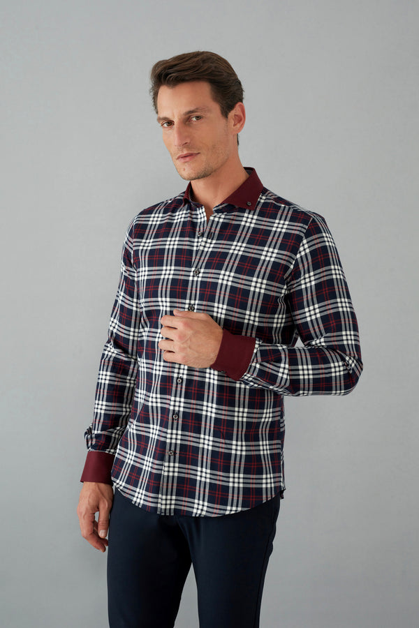 Camisa de Hombre de Cuadros Azul