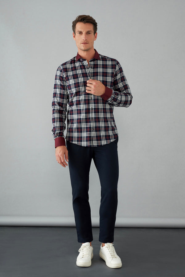 Camisa de Hombre de Cuadros Azul
