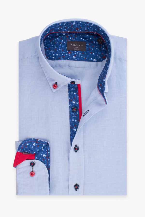 Sport Linen Man Shirt Light Blue