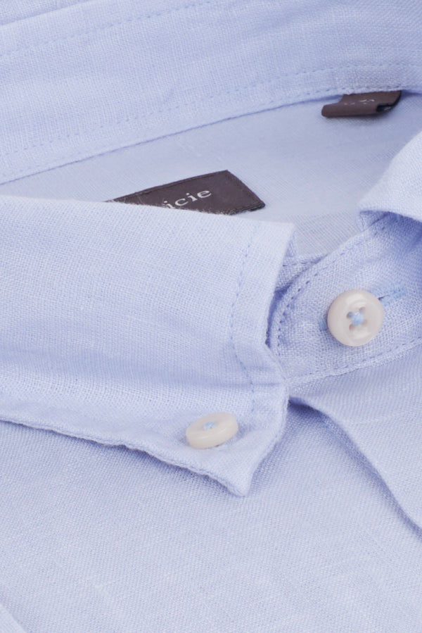Camicia Uomo Manica Corta Leonardo Sport Lino Celeste