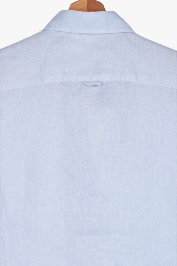 Camicia Uomo Manica Corta Leonardo Sport Lino Celeste
