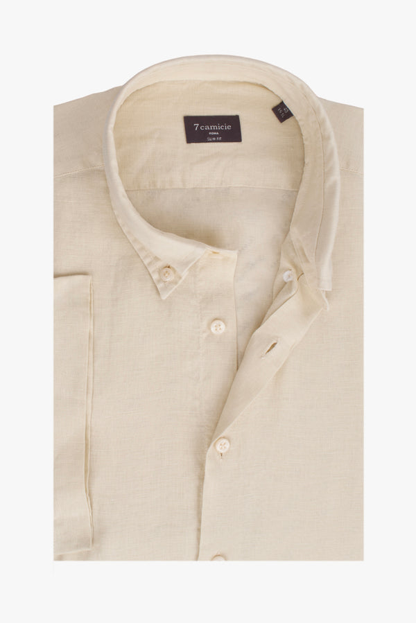 Camisa Hombre Manga corta Leonardo Sport Lino Beige