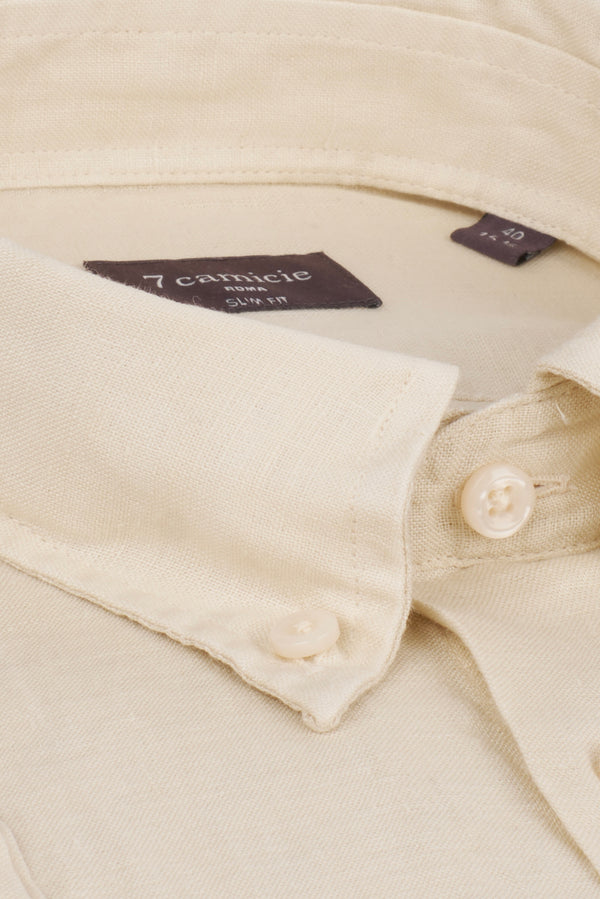 Camisa Hombre Manga corta Leonardo Sport Lino Beige