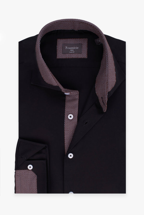 Camicia Uomo Francesco Iconic Satin Nero