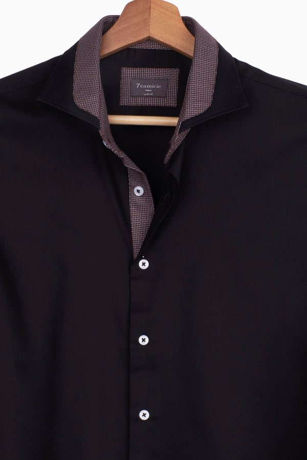 Camicia Uomo Francesco Iconic Satin Nero