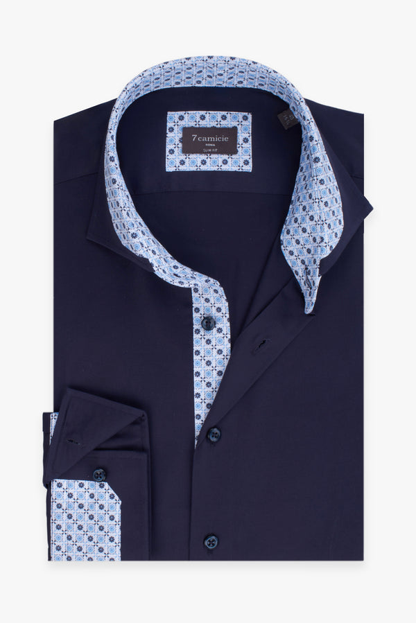 Francesco Iconic Satin Man Shirt Blue