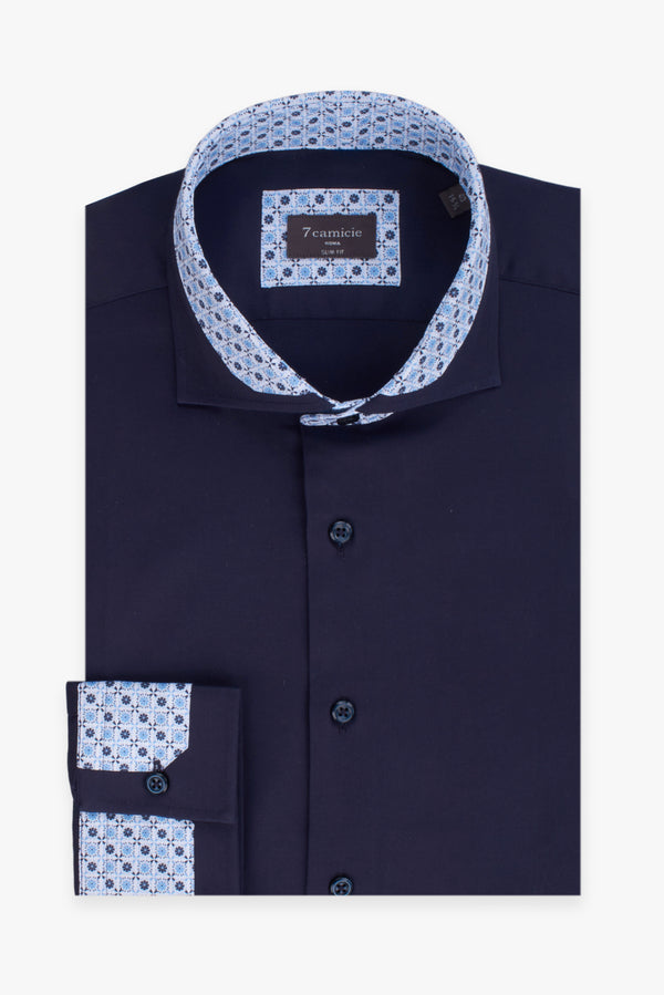 Francesco Iconic Satin Man Shirt Blue