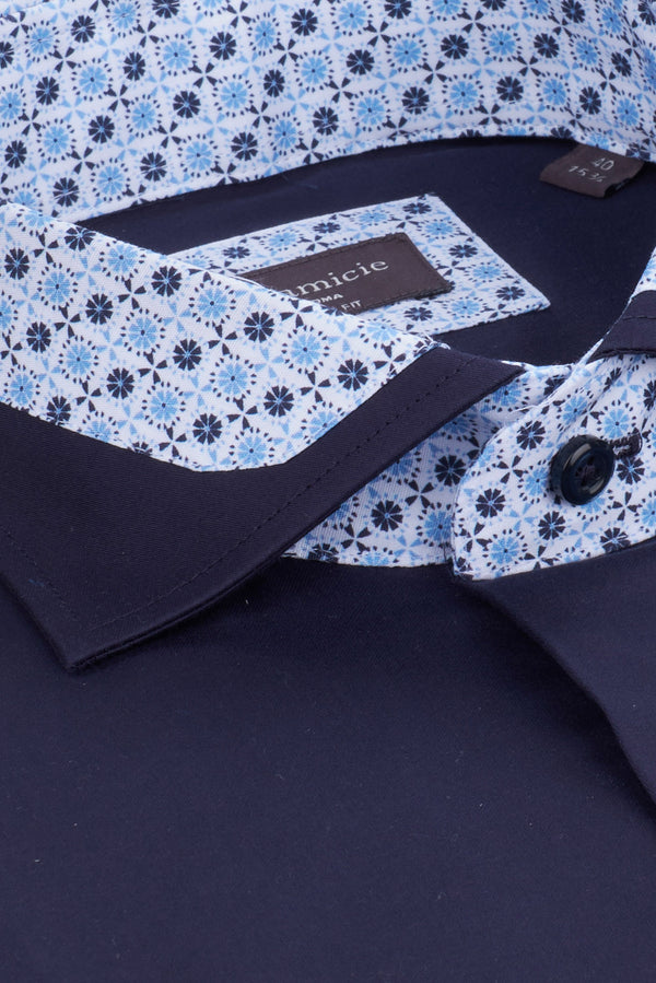 Francesco Iconic Satin Man Shirt Blue