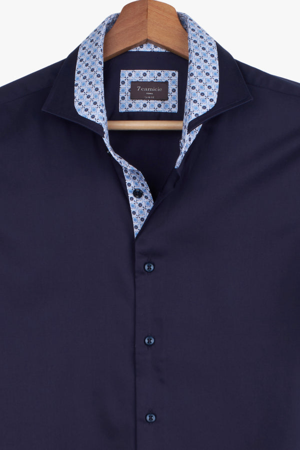 Francesco Iconic Satin Man Shirt Blue