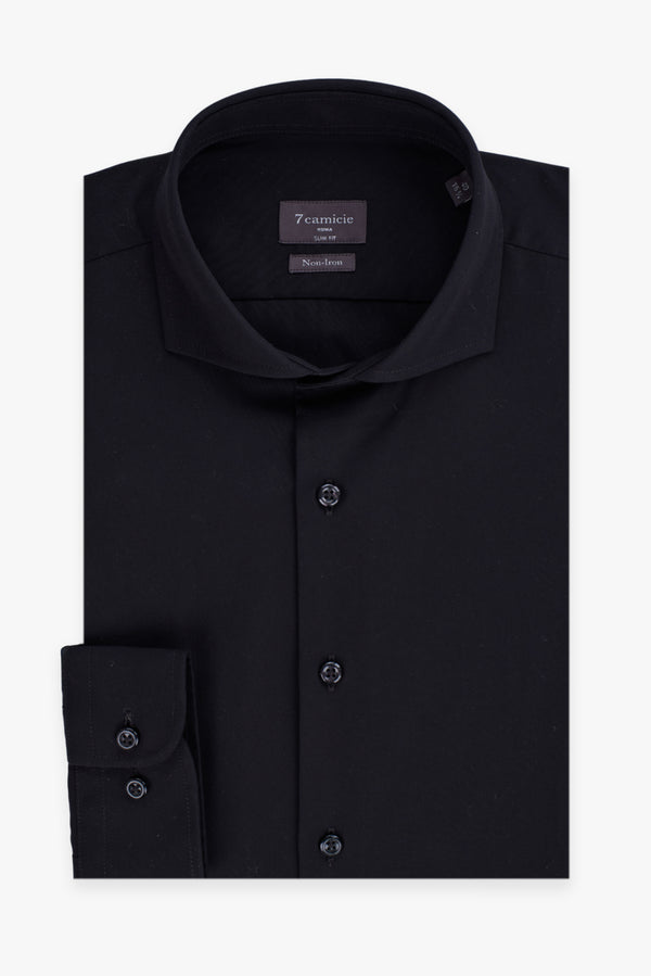 Chemise Homme Firenze Essential Popelin Noir Sans repassage