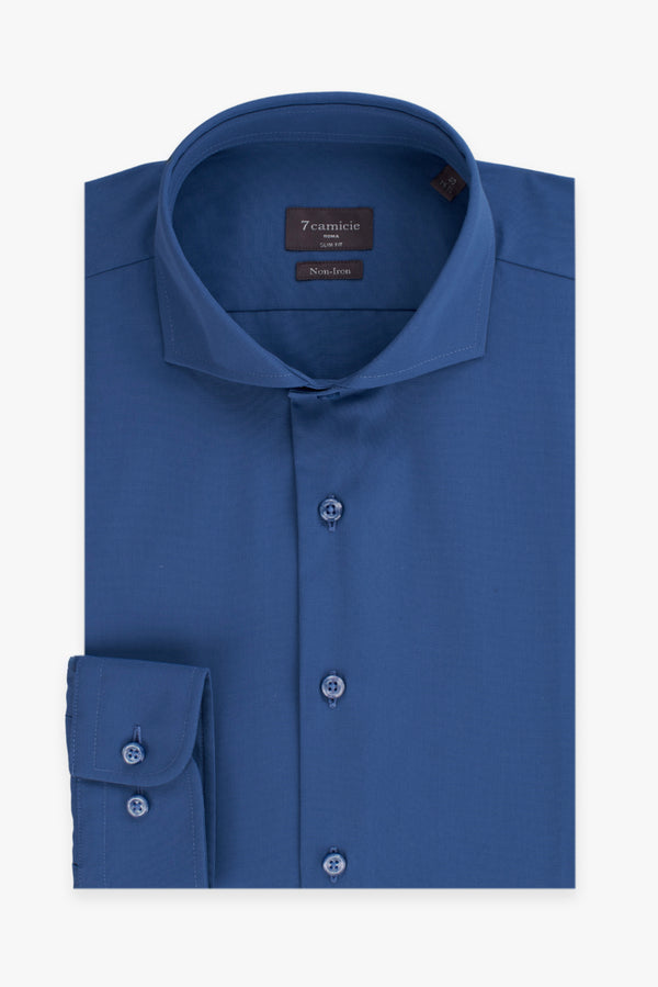 Firenze Essential Herren Hemd Popelin Blau Buegelfreie