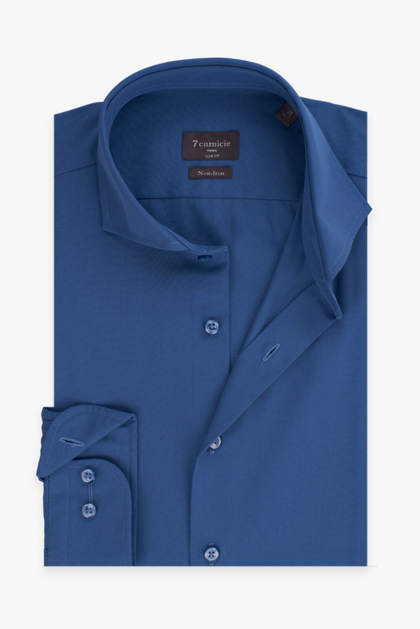 Firenze Essential Herren Hemd Popelin Blau Buegelfreie