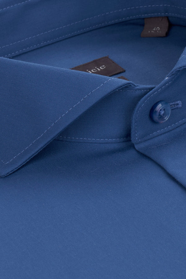 Firenze Essential Herren Hemd Popelin Blau Buegelfreie