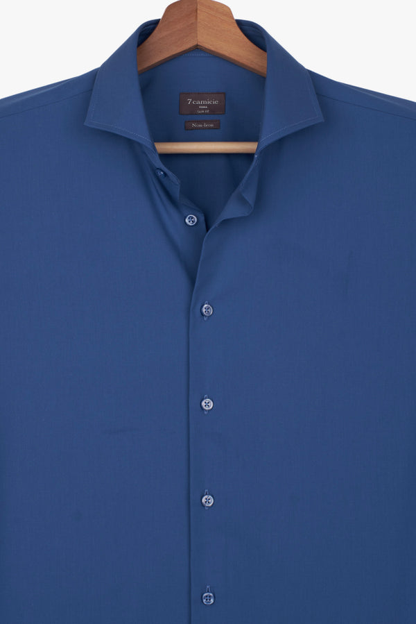 Firenze Essential Herren Hemd Popelin Blau Buegelfreie