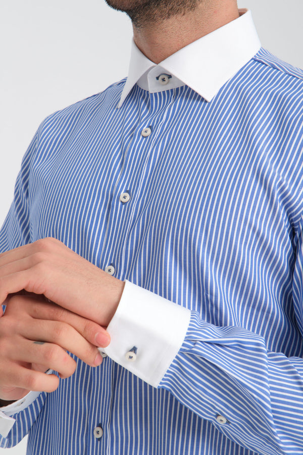 Twill Man Shirt Blue White Non Iron