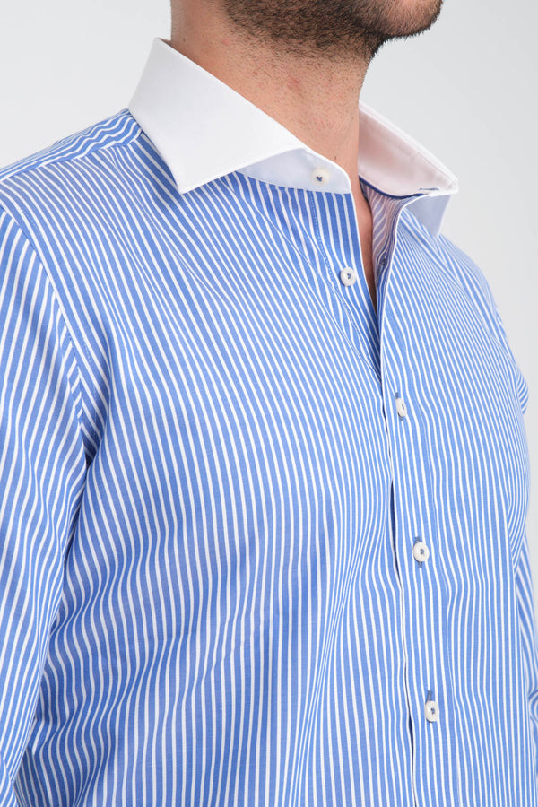 Twill Man Shirt Blue White Non Iron