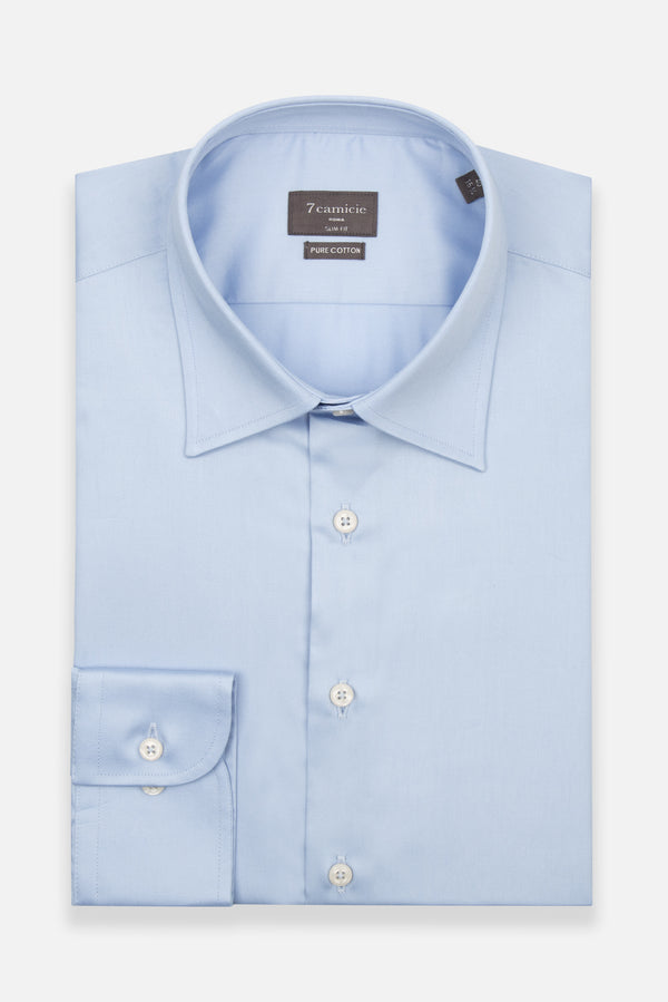 Camisa Hombre Romeo Essential Satin Azul Claro