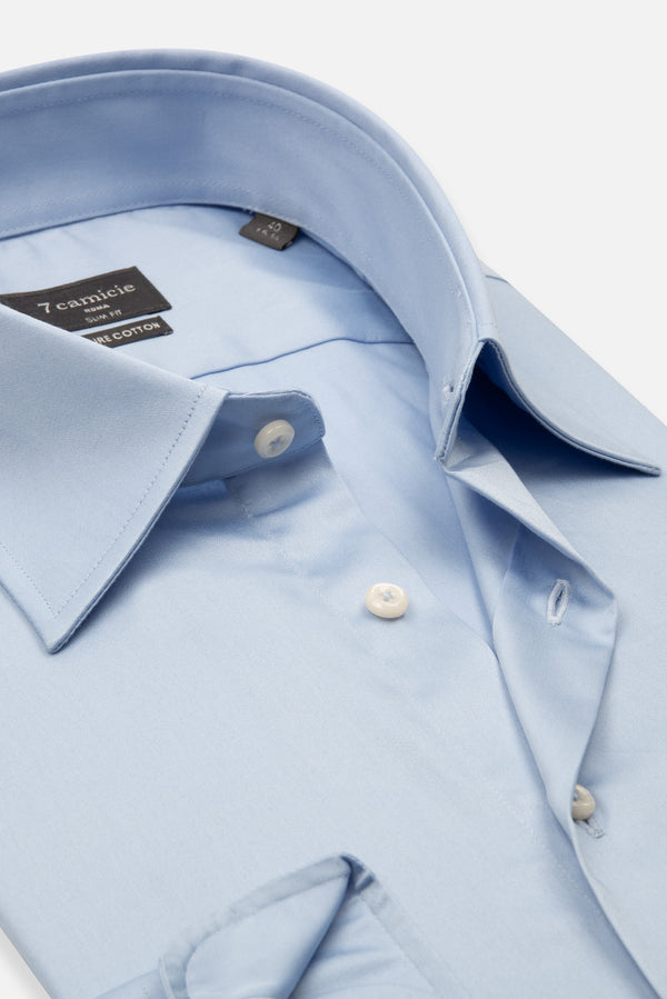 Camisa Hombre Romeo Essential Satin Azul Claro