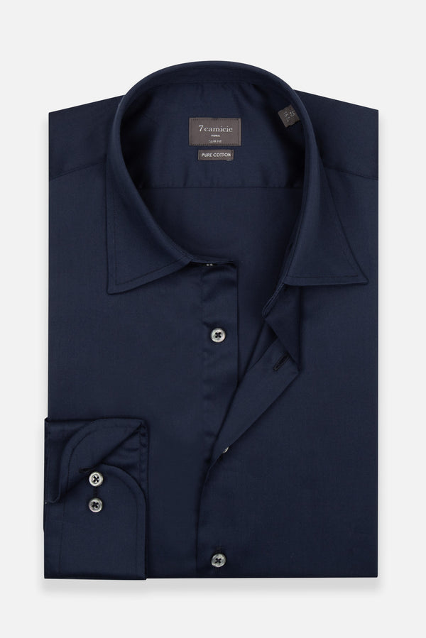 Camicia Uomo Romeo Essential Satin Blu