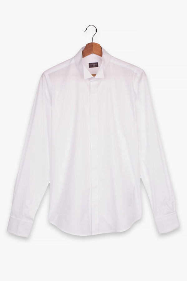 Milano Herren Hemd Poplin Stretch Weiss